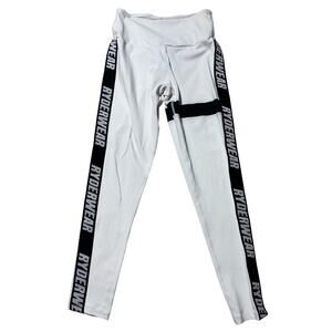 Ryderwear Womens M White & Black Logo Butt Scrunch Stretchy Leggings